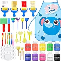 Amazon | Shuttle Art 指絵の具 10色 37点セット 60ml スタンプ